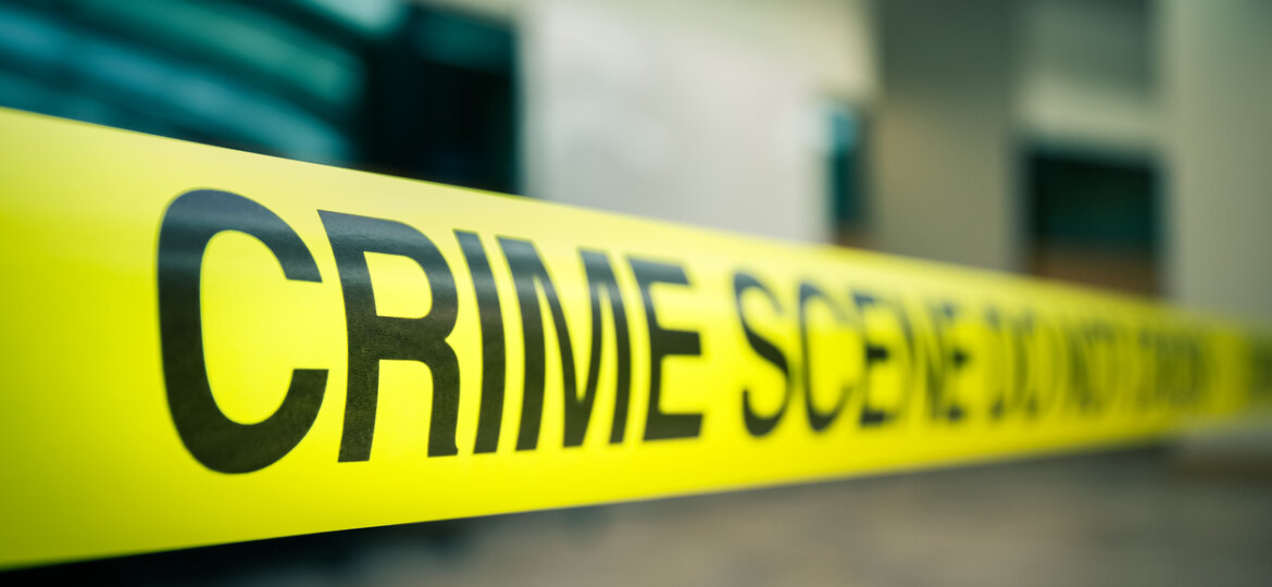 crime scene tape of  mysterious case in cenematic tone with copy space